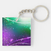 Mardi Gras Feestelijke Paarse Achtergrond Sleutelhanger (Achterkant)
