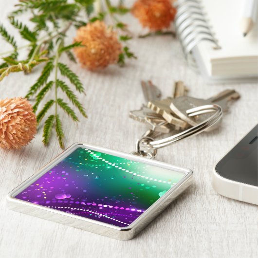 Mardi Gras Feestelijke Paarse Achtergrond Sleutelhanger (Zijkant)