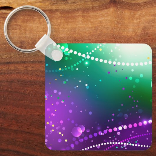 Mardi Gras Feestelijke Paarse Achtergrond Sleutelhanger (Voorkant)