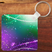Mardi Gras Feestelijke Paarse Achtergrond Sleutelhanger (Achterkant)