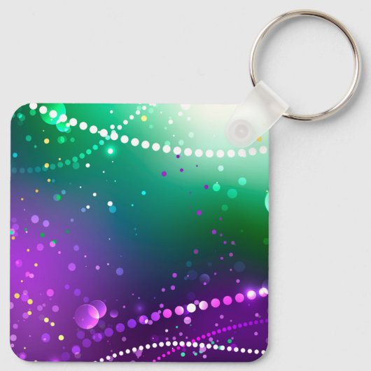 Mardi Gras Feestelijke Paarse Achtergrond Sleutelhanger (Achterkant)