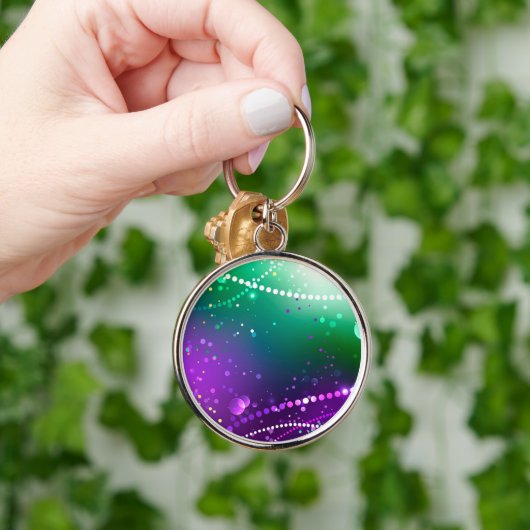 Mardi Gras Feestelijke Paarse Achtergrond Sleutelhanger (Hand)