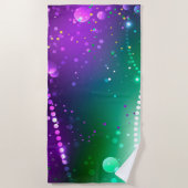 Mardi Gras Feestelijke Paarse Achtergrond Strandlaken (Voorkant)