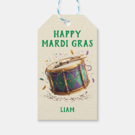 Mardi Gras Feestelijke Trommel Cadeaulabel