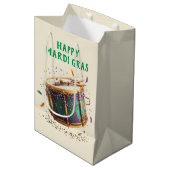 Mardi Gras Feestelijke Trommel Medium Cadeauzakje (Voorkant Gekanteld)