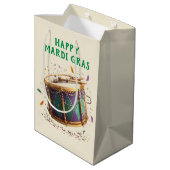 Mardi Gras Feestelijke Trommel Medium Cadeauzakje (Achterkant Gekanteld)