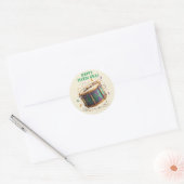Mardi Gras Feestelijke Trommel Ronde Sticker (Envelop)