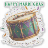 Mardi Gras Feestelijke Trommel Sticker (Voorkant)