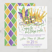 Mardi Gras Feestelijke Uitnodiging (Voorkant / Achterkant)