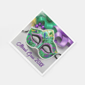 Mardi Gras Feestmasker en kralen Servet (Hoek)