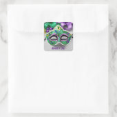 Mardi Gras Feestmasker en kralen Vierkante Sticker (Tas)
