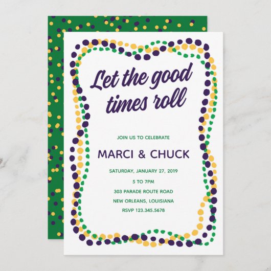 Mardi Gras-feestuitnodiging Kaart (Voorkant / Achterkant)