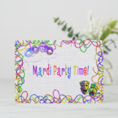 Mardi Gras-feestuitnodiging Kaart (Staand voorkant)
