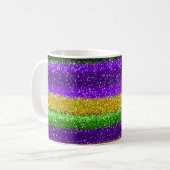Mardi Gras Fest Deep Paars Yellow Green Glitter Koffiemok (Voorkant links)