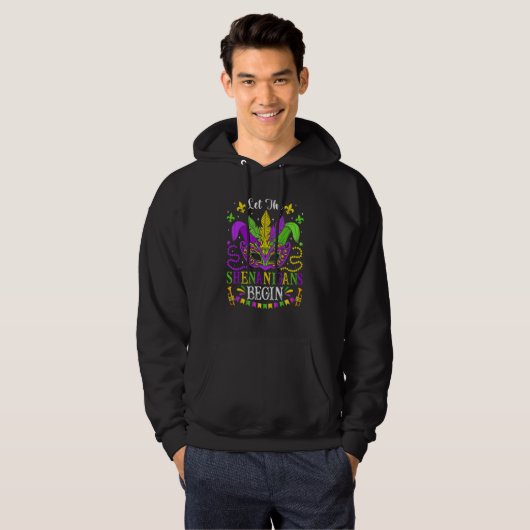 Mardi Gras Festival Mask Beads Let The Shenanigans Hoodie (Voorkant volledig)