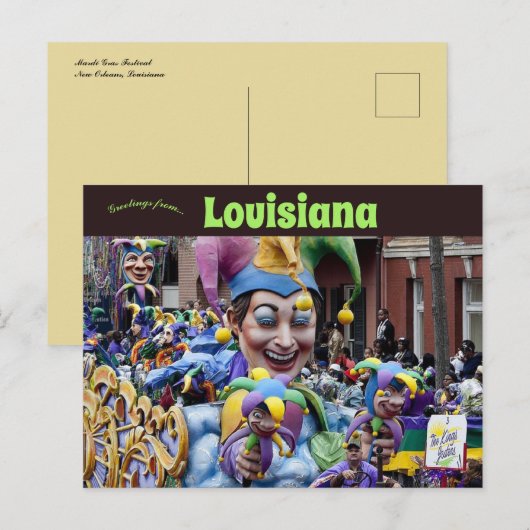 Mardi Gras Festival New Orleans Louisiana Briefkaart (Voorkant / Achterkant)