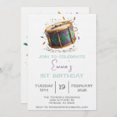 Mardi Gras Festive Drum Birthday Kaart (Voorkant / Achterkant)