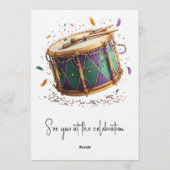 Mardi Gras Festive Drum Brial Shower Kaart (Achterkant)