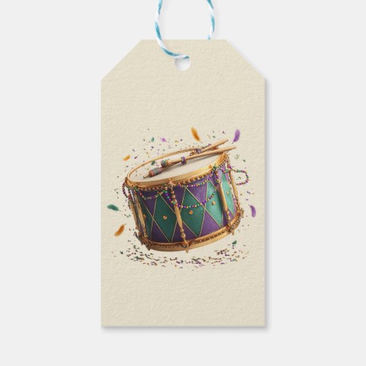 Mardi Gras Festive Drum Cadeaulabel (Achterkant)