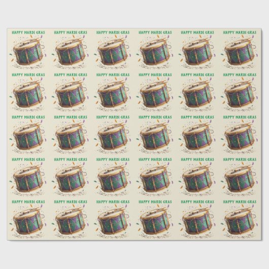 Mardi Gras Festive Drum Cadeaupapier (Vlak)