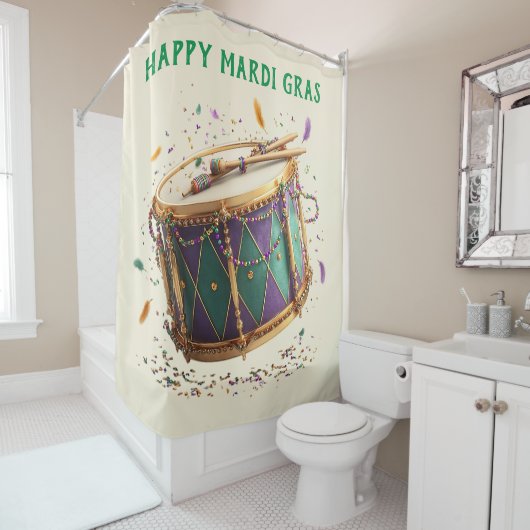 Mardi Gras Festive Drum Douchegordijn (In situ)