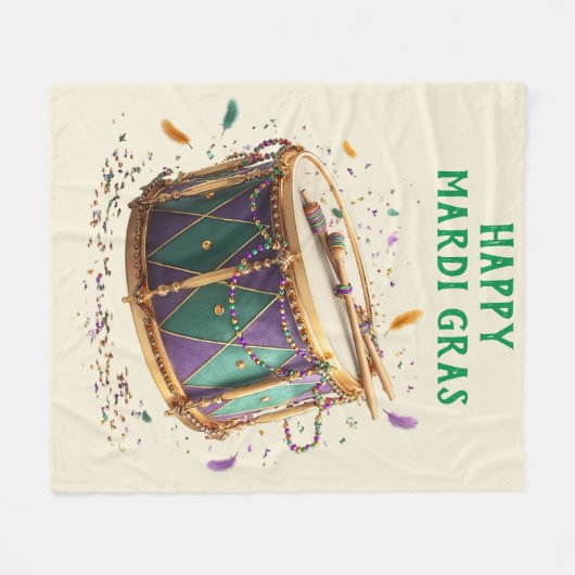 Mardi Gras Festive Drum Fleece Deken (Voorkant (Horizontaal))