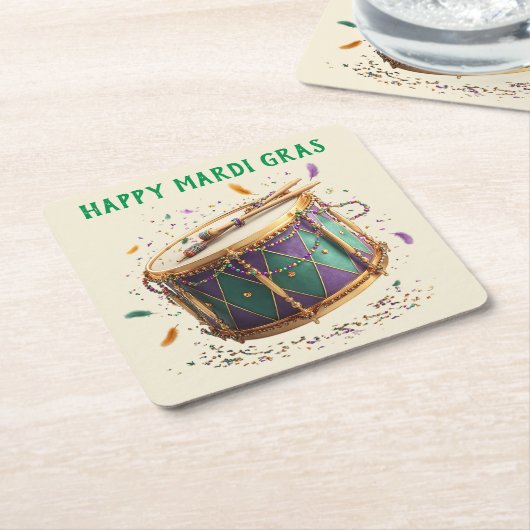 Mardi Gras Festive Drum Kartonnen Onderzetters (Schuin)