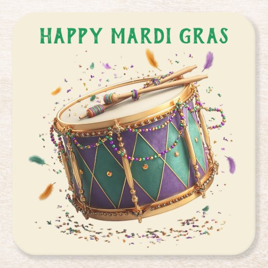 Mardi Gras Festive Drum Kartonnen Onderzetters (Voorkant)