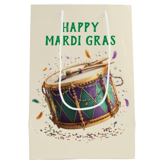 Mardi Gras Festive Drum Medium Cadeauzakje (Achterkant)