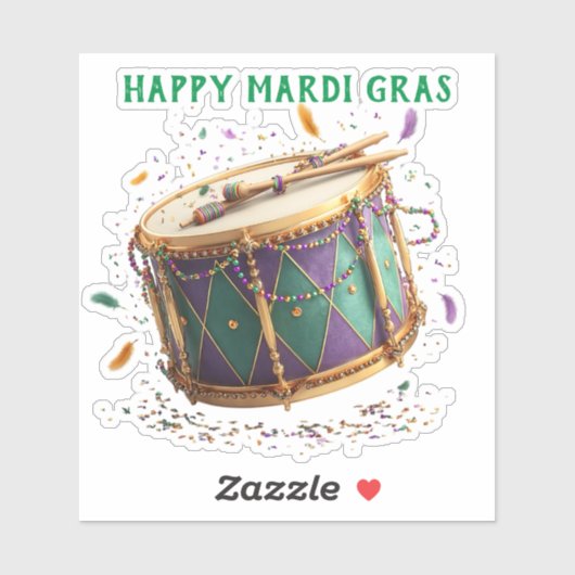 Mardi Gras Festive Drum Sticker (Vel)