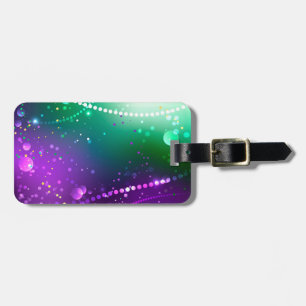 Mardi Gras Festive Paarse Achtergrond Bagagelabel