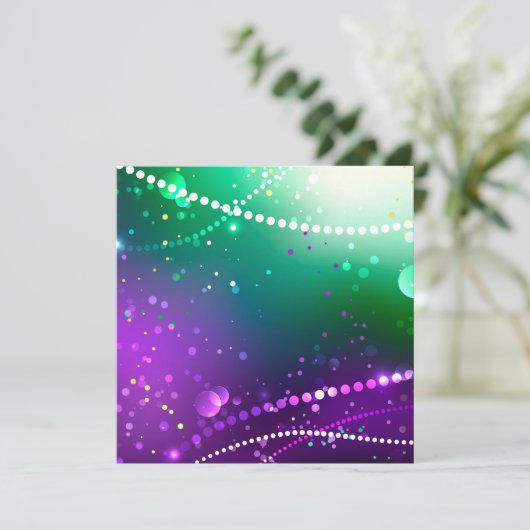 Mardi Gras Festive Paarse Achtergrond Bedankkaart (Staand voorkant)