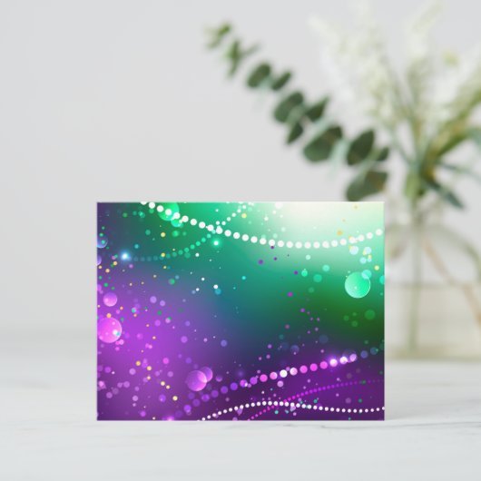 Mardi Gras Festive Paarse Achtergrond Briefkaart (Staand voorkant)