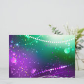 Mardi Gras Festive Paarse Achtergrond Briefpapier (Staand voorkant)