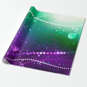 Mardi Gras Festive Paarse Achtergrond Cadeaupapier