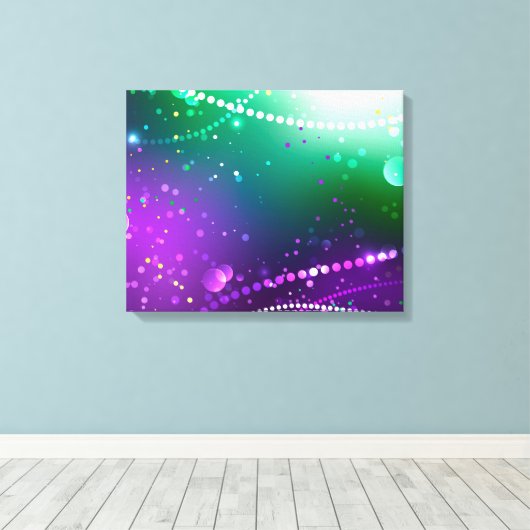Mardi Gras Festive Paarse Achtergrond Canvas Afdruk (Insitu (Houten vloer))