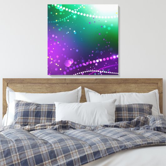 Mardi Gras Festive Paarse Achtergrond Canvas Afdruk (Insitu (Slaapkamer))