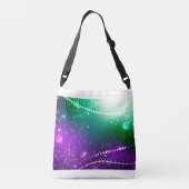 Mardi Gras Festive Paarse Achtergrond Crossbody Tas (Achterkant)