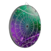 Mardi Gras Festive Paarse Achtergrond Dartbord (Voorkant Links)