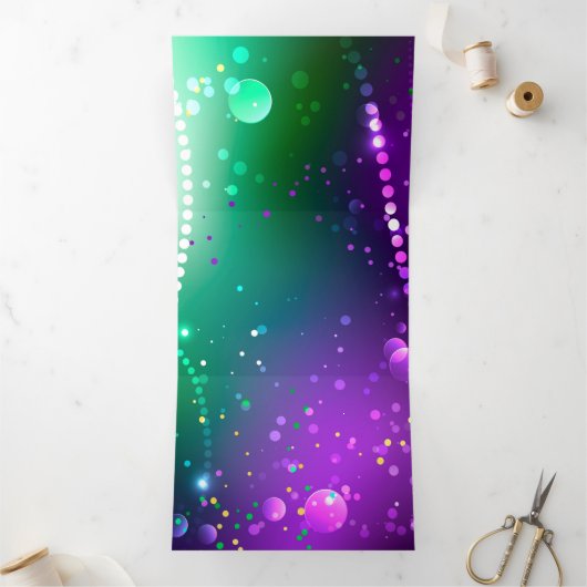 Mardi Gras Festive Paarse Achtergrond Drieluik Aankondiging (Binnen)