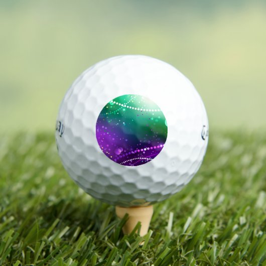 Mardi Gras Festive Paarse Achtergrond Golfballen (Insitu Shirt)
