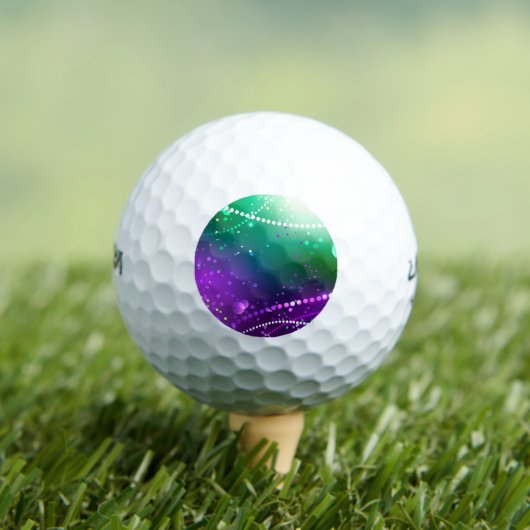 Mardi Gras Festive Paarse Achtergrond Golfballen (Insitu Shirt)