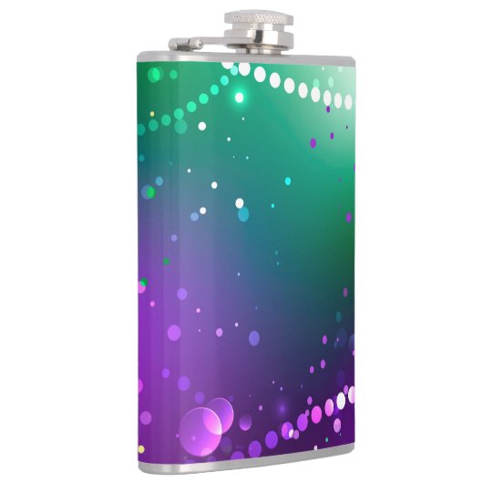 Mardi Gras Festive Paarse Achtergrond Heupfles (Rechts)