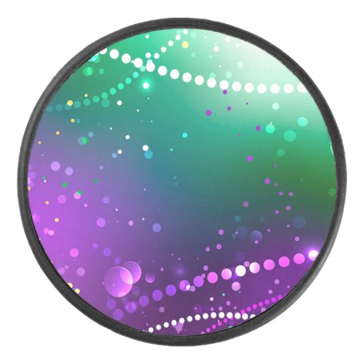 Mardi Gras Festive Paarse Achtergrond Hockey Puck (Voorkant)