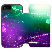Mardi Gras Festive Paarse Achtergrond Incipio iPhone Portemonnee Hoesje (Agenda Open)