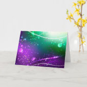 Mardi Gras Festive Paarse Achtergrond Kaart (Gele Bloem)