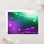 Mardi Gras Festive Paarse Achtergrond Kaart (Voorkant / Achterkant in situ)