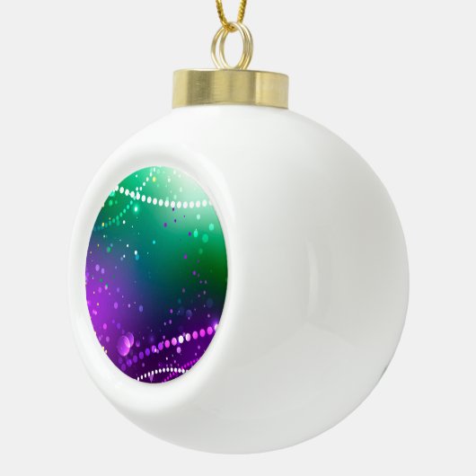 Mardi Gras Festive Paarse Achtergrond Keramische Bal Ornament (Rechts)