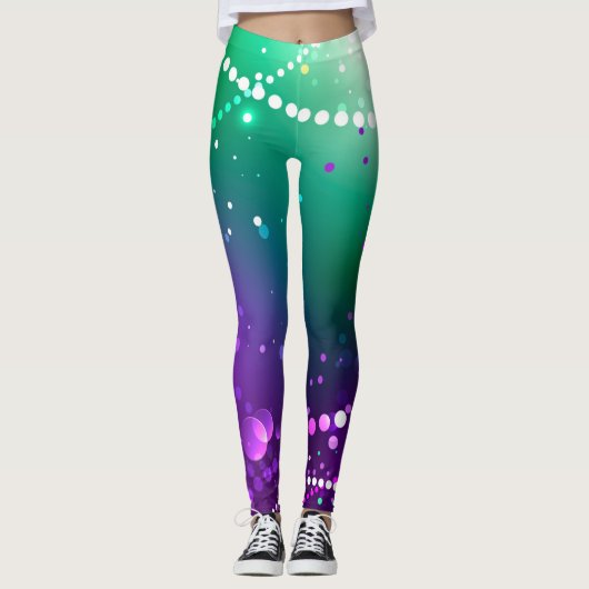 Mardi Gras Festive Paarse Achtergrond Leggings (Voorkant)