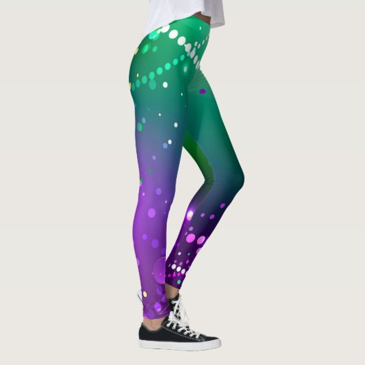 Mardi Gras Festive Paarse Achtergrond Leggings (Rechts)